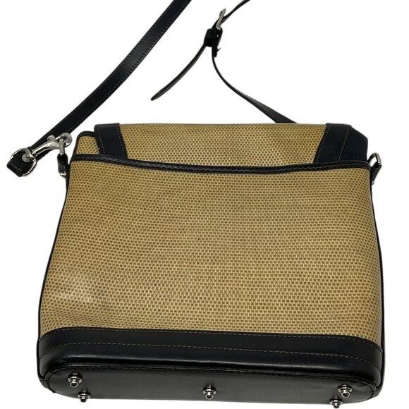 Dooney & Bourke Tan Black Canvas Leather Crossbody Bag Adjustable Strap - Picture 4 of 16